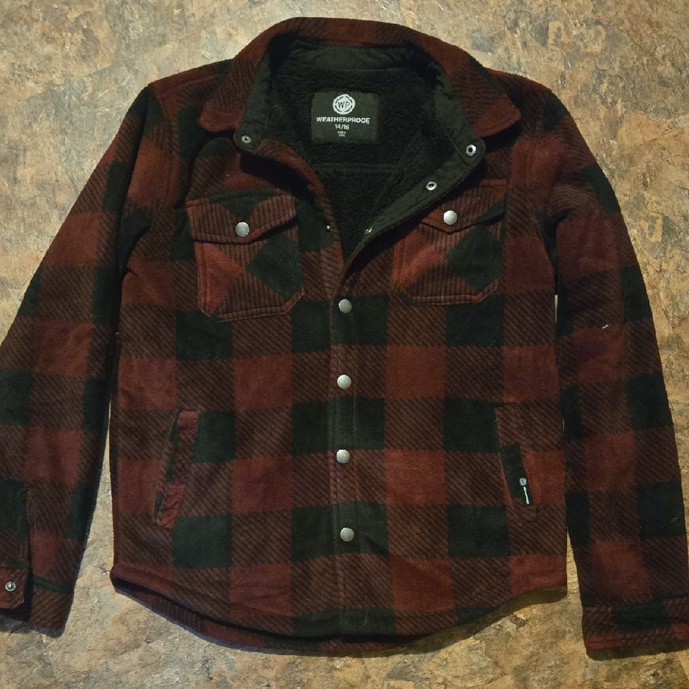 LOWEST PRICE-Weatherproof Red and Black Plaid Kids Jacket